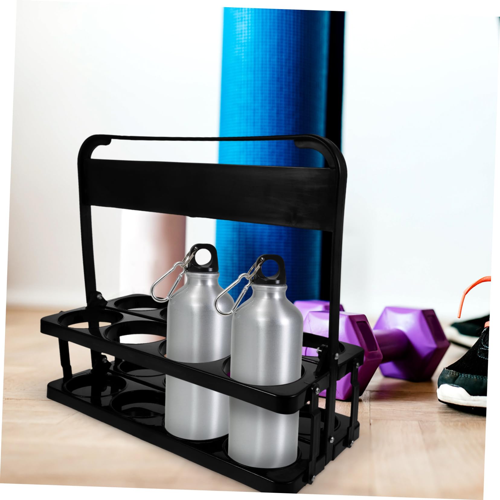 Soporte Portátil para Botellas de Agua Plegable Diseño de Asa y 8 Orificios, Liviano para Día de Juego en Mesa de Picnic o Encimera