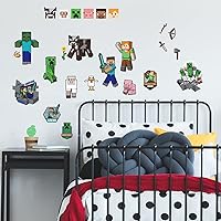 RoomMates RMK5366SCS Minecraft Peel & Stick Wall Decals - Official Steve, Alex, Creeper Stickers for Kids Rooms