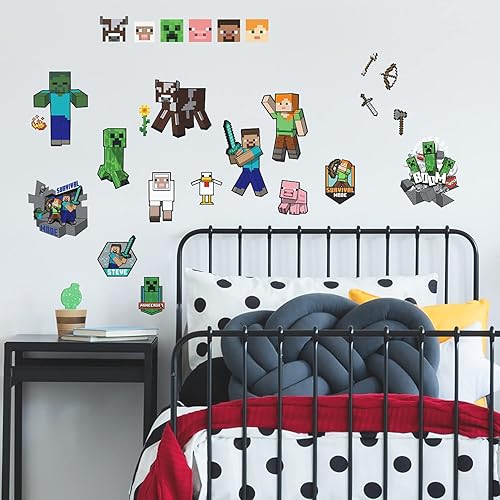 RoomMates RMK5366SCS Minecraft - Calcomanías de pared para despegar y pegar multicolor