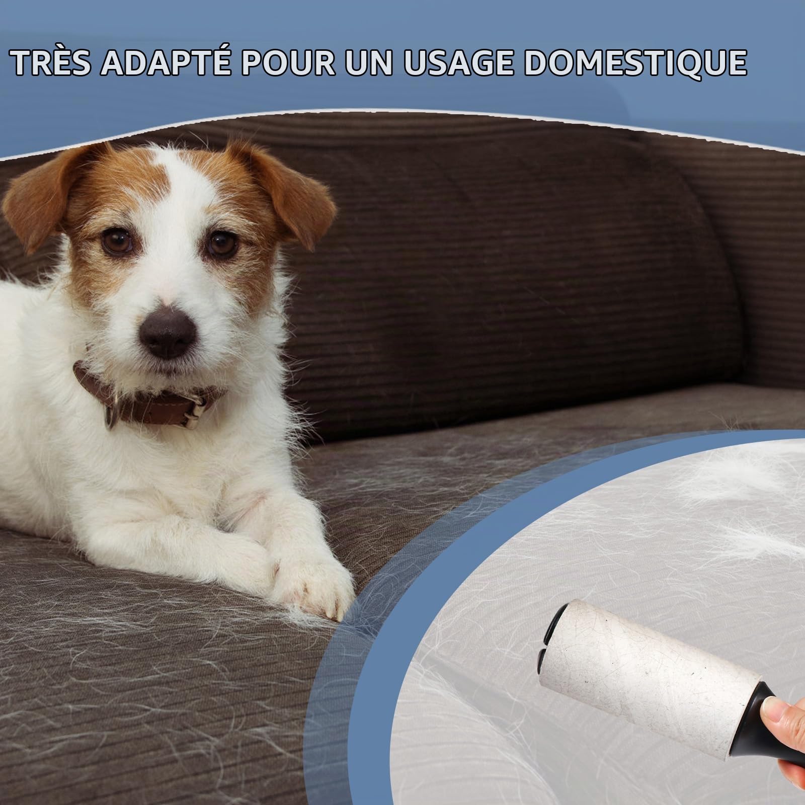 Vinabo Rouleau Adhesif Vetement Recharges 6 Rouleaux,Total 360 Feuilles Rouleau Poils Animaux très Collant,Recharge Brosse Anti Poils Animaux pour Vêtements,Lit,Tapis,Poils d'animaux Chats/Chiens