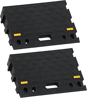 BISupply Rubber Curb Ramp 4 Inch Rise Wedge Set - 2pk Car Ramps Interlocking Curb Ramps for Driveway and Sidewalk
