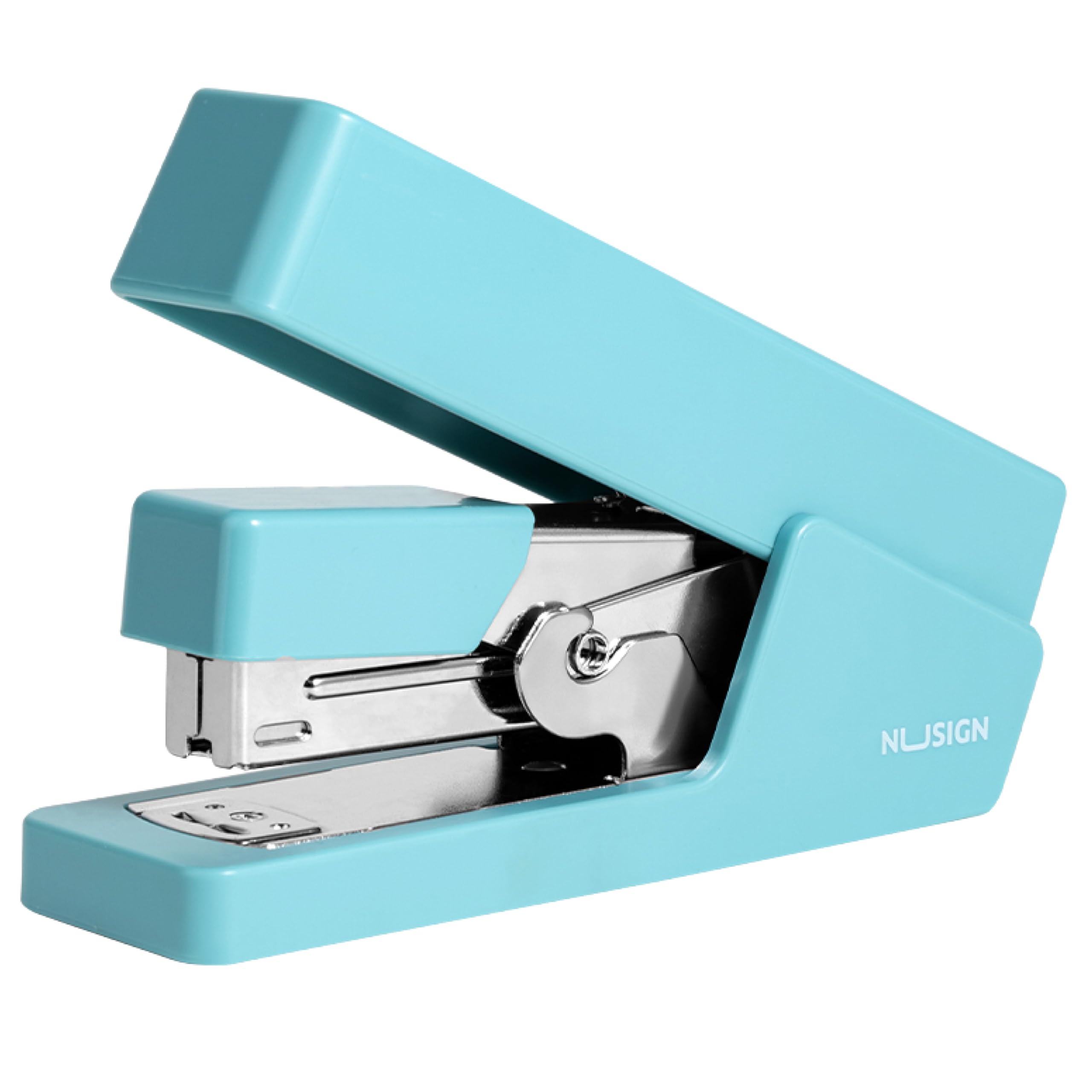 Nusign Effortless Stapler Blue - 65% Labour Saving Desktop Stapler with Metal Pull Bar, Anti-Slip Base, Durable Office Paper Stapler for School, Kids & Mini Office Supplies