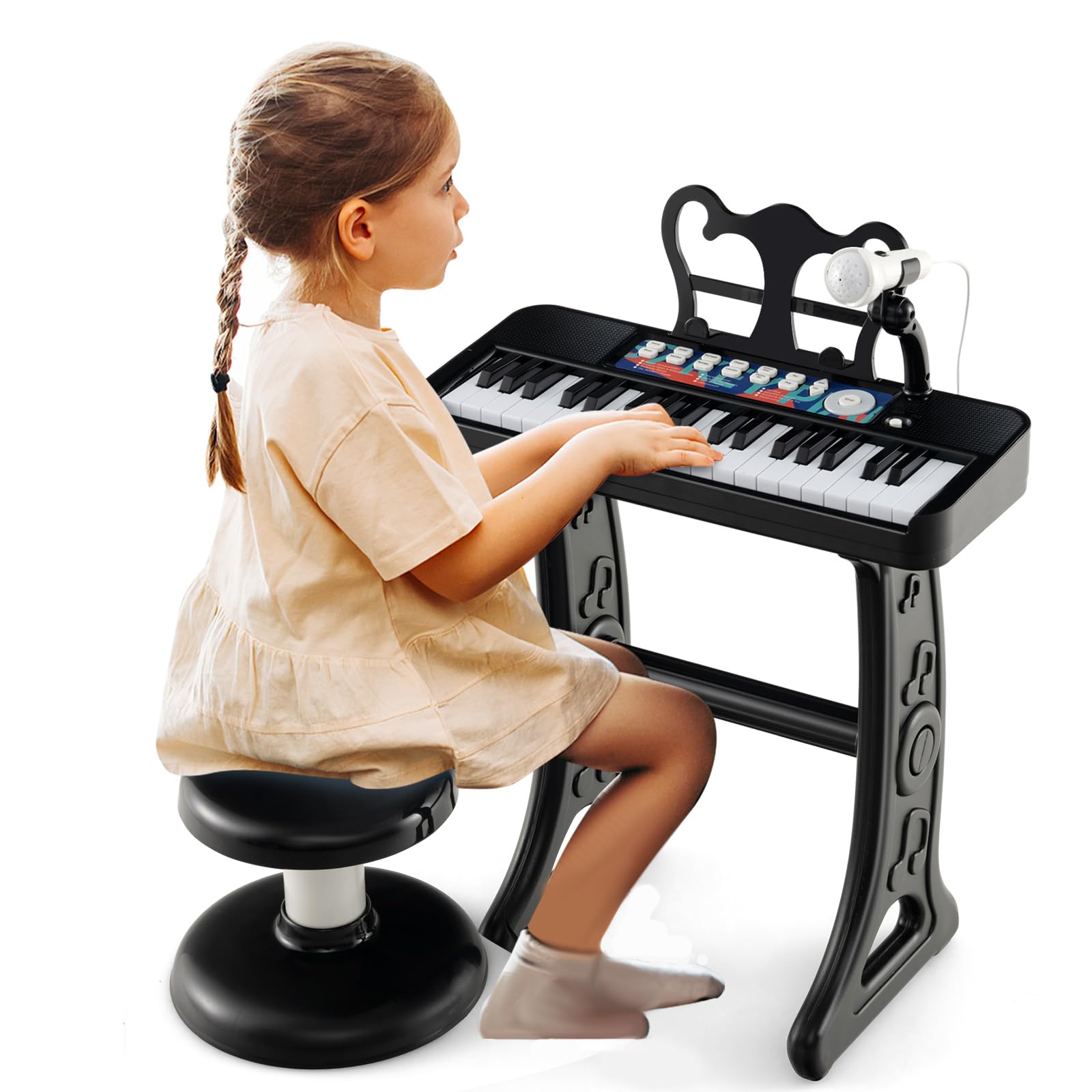 COSTWAY 2 en 1 Piano Numérique à 37 Touches Enfants avec Tabouret & Microphone Réglable, Clavier Electronique Détachable avec Pupitre Amovible, Charge 50kg pour Enfants de 3 Ans+ (Noir COSTWAY 2 en 1 Piano Numérique à 37 Touches Enfants avec Tabouret & Microphone Réglable, Clavier Electronique Détachable avec Pupitre Amovible, Charge 50kg pour Enfants de 3 Ans+ (Noir