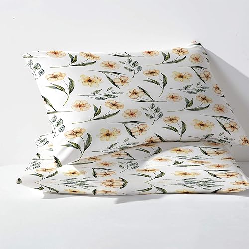 Miniatura 10 de Sábanas de plantas tamaño King, sábanas botánicas de hojas, sábanas y fundas de almohada estampadas de 4 piezas, sábana bajera ajustable de