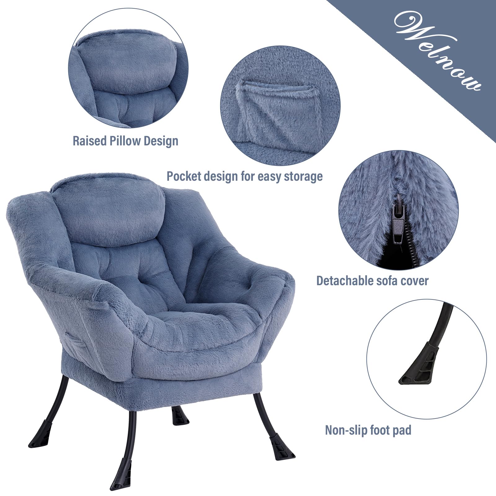 Tiita Modern Lazy Accent Chair With Ottoman - Floral Upholstered Lounge Chair For Living Room & Bedroom - View #5