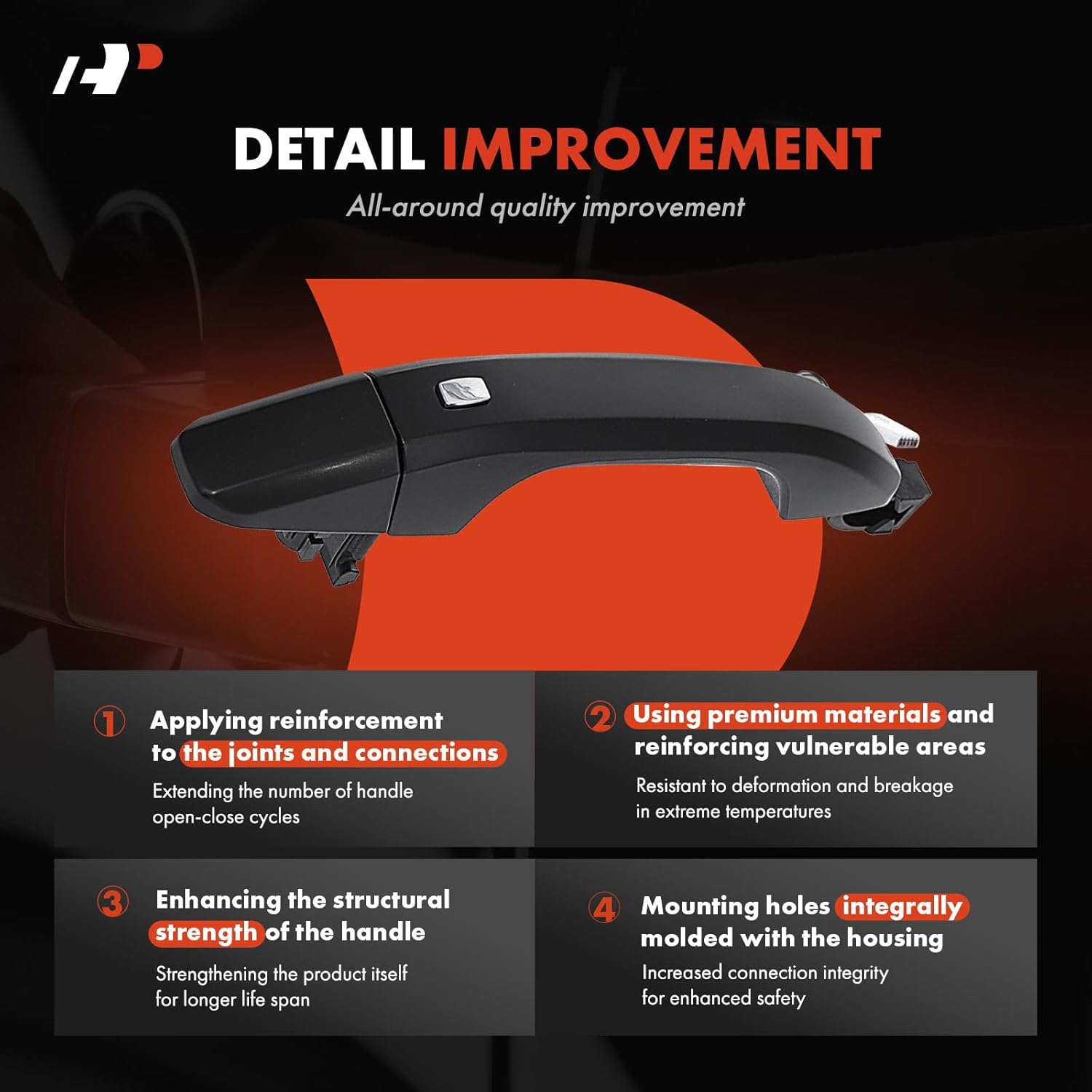 A-Premium Front or Rear Passenger Exterior Door Handle - Compatible with Chevrolet Silverado 1500 2500 HD, Colorado & GMC Sierra 1500 Limited 3500 HD, Canyon, Primed Black, w/RFID 4Pins