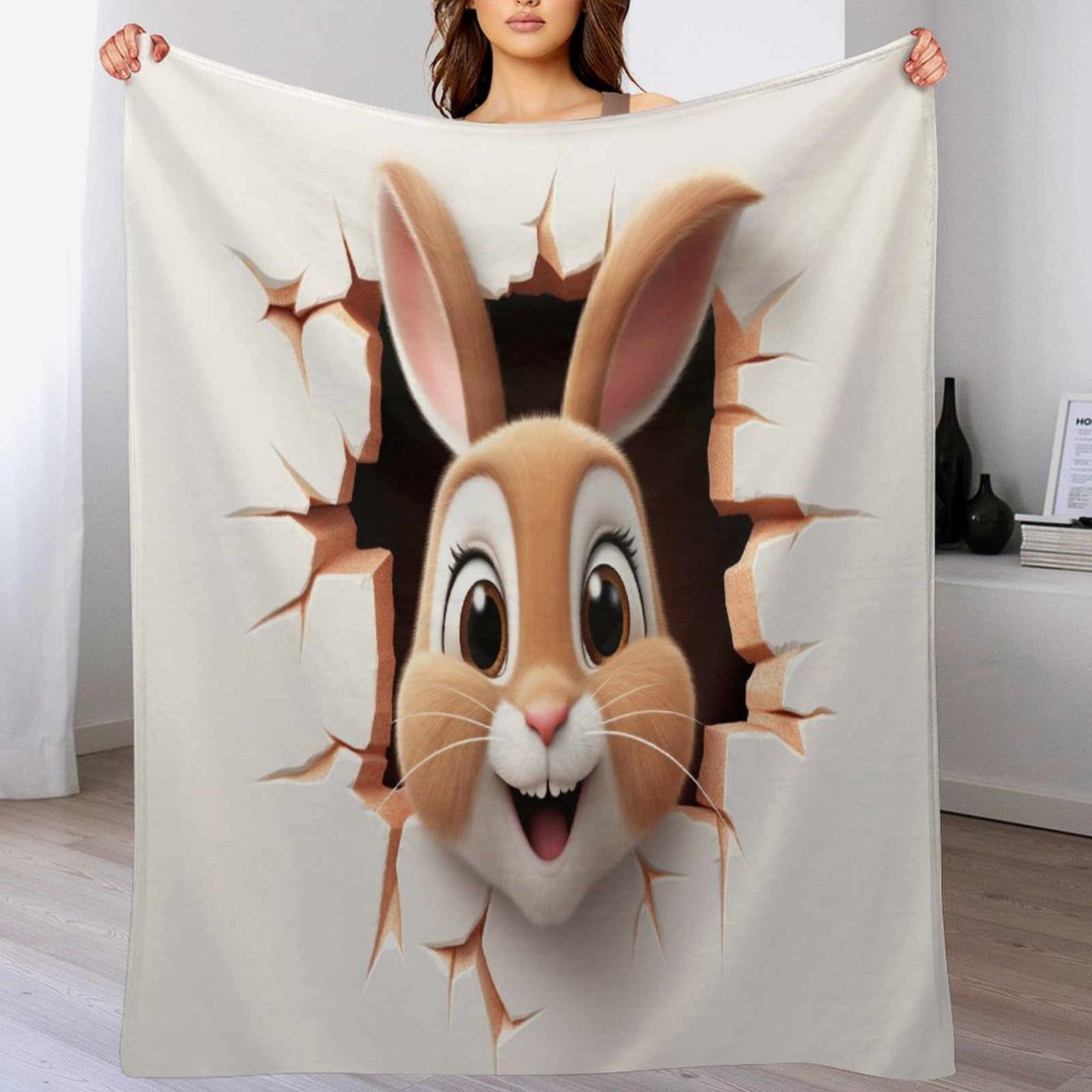 Couverture flannel polaire haut de gamme : le plaid lapin douillet