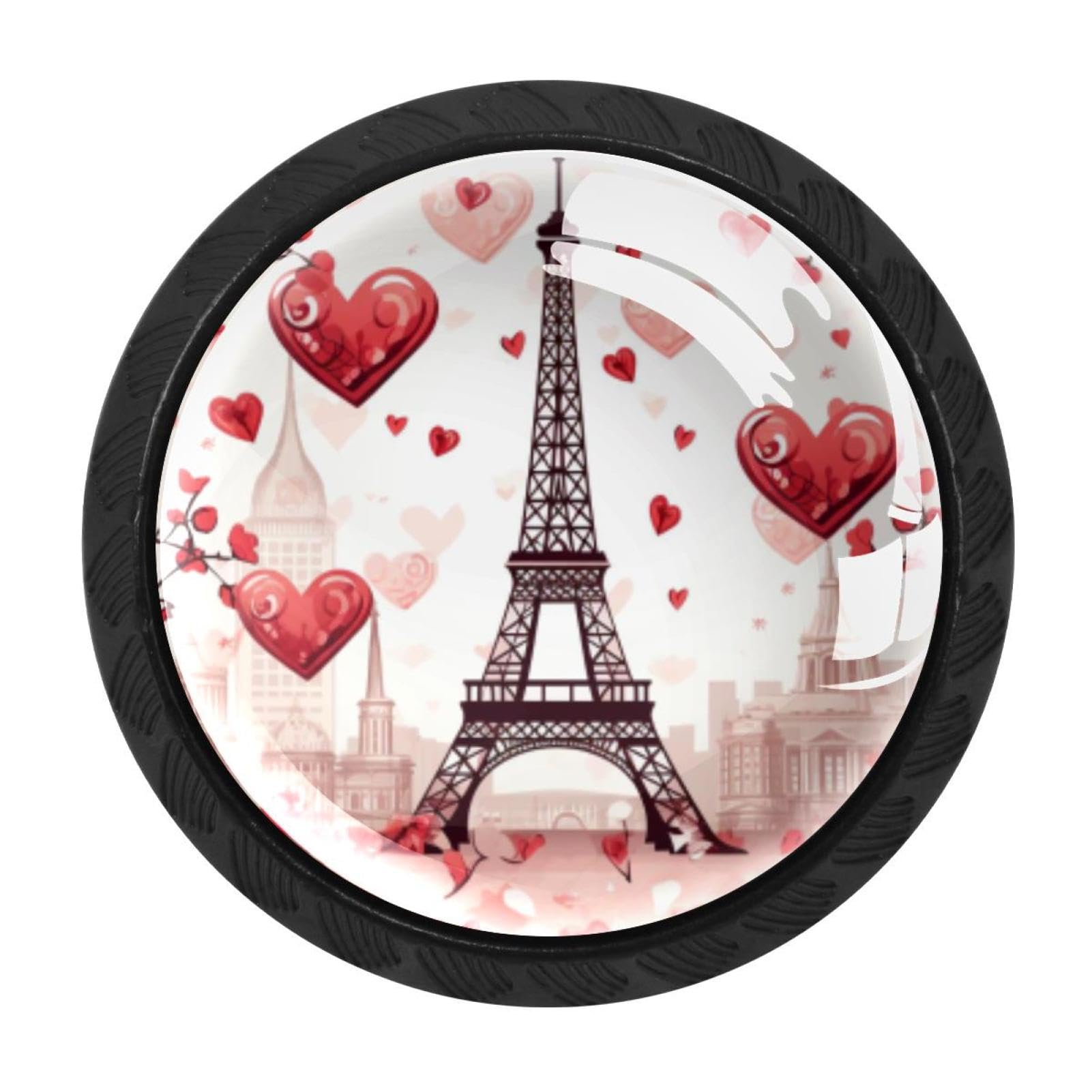 Chenzzzz Multicolored 04 Eiffel Tower Valentine's Day Drawer Knobs 4 Pack Crystal Dresser Knobs 35Mm Glass Cabinet Knobs For Home Office Bathroom