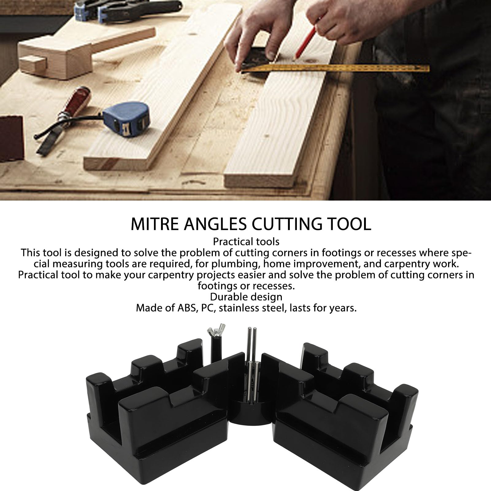 2 in 1 Mitre Measuring Cutting Tool, Miter Saw Protractor Tool Precise Measuring and Sawing Mitre Angles Cutting Tool for Home Improvement Carpentry Work