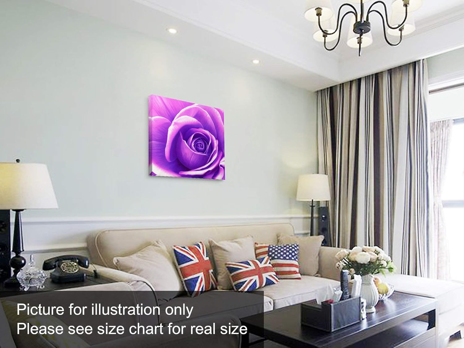 Niwo ART - Pupple Rose, Flower Canvas Wall Art Decor,Framed Ready to Hang (12"x12"x1.5")