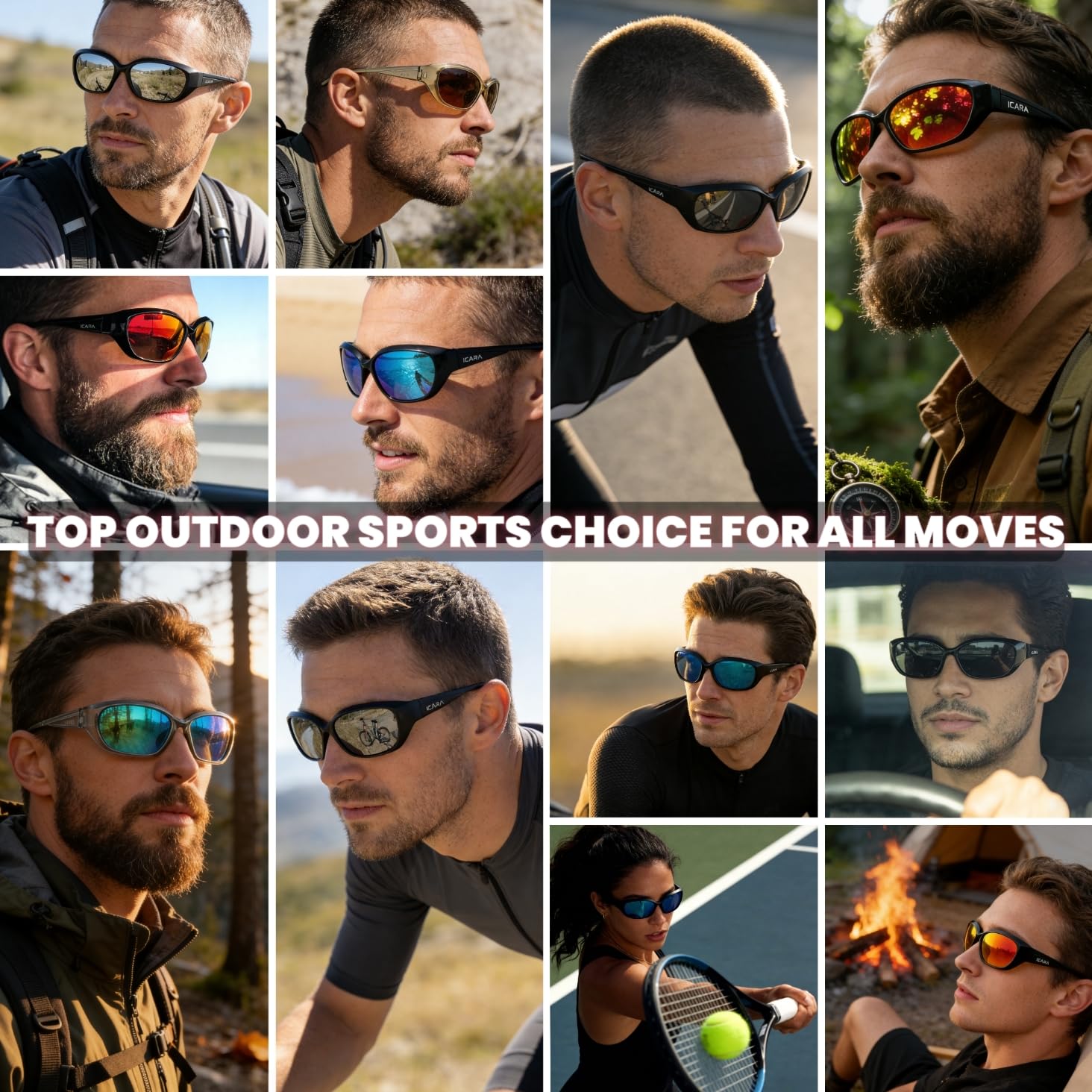 ICARA Gafas de sol deportivas polarizadas para hombres y mujeres, protección UV400, marco TR90, ideal para conducir, ciclismo, pesca, correr