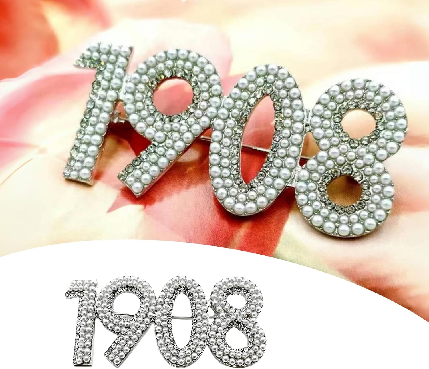 1908 Pin AKA Paraphernalia Brooch Pins Pearl Brooch for Women AKA Sorority Gifts for Women - Image 4