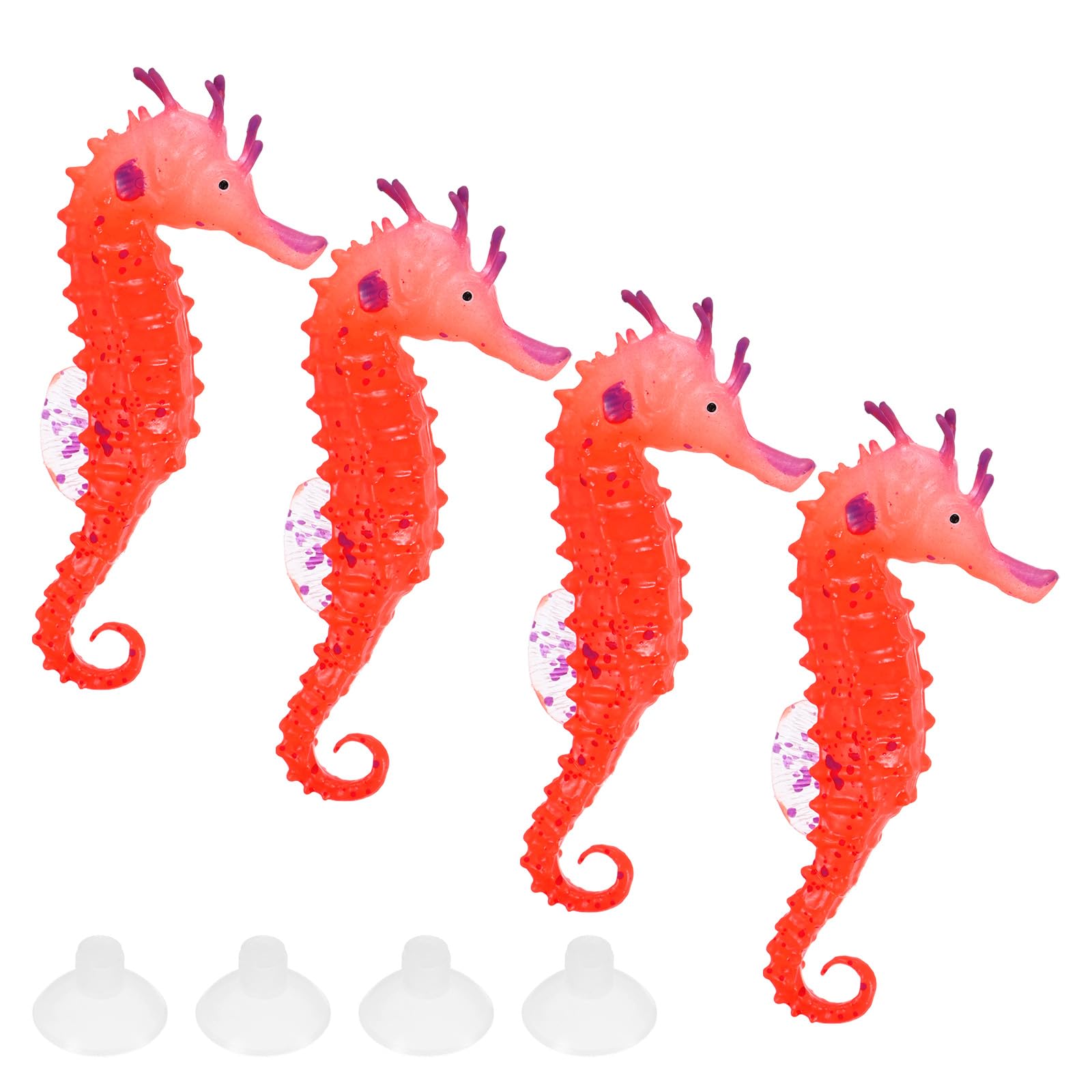 M METERXITY 4-Pack Artificial Glowing Sea Horse 3.74"x1.57", Orange