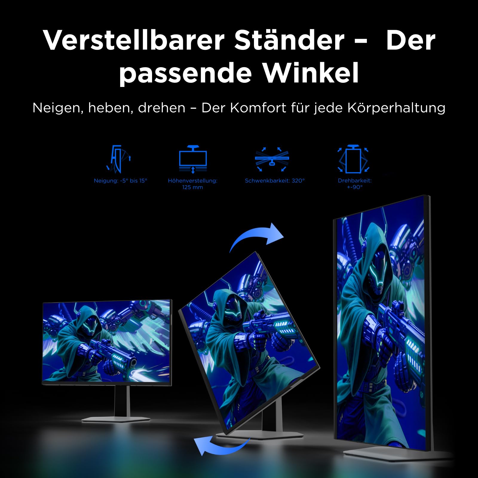 TCL Gaming Monitor 27 Zoll QD-Mini-LED 27G64, QHD-Auflösung, 180Hz, Fast-HVA-Panel, HDR 600 nits, 1ms GTG Reaktionszeit, AMD Freesync, Kompatibilität mit G-Sync