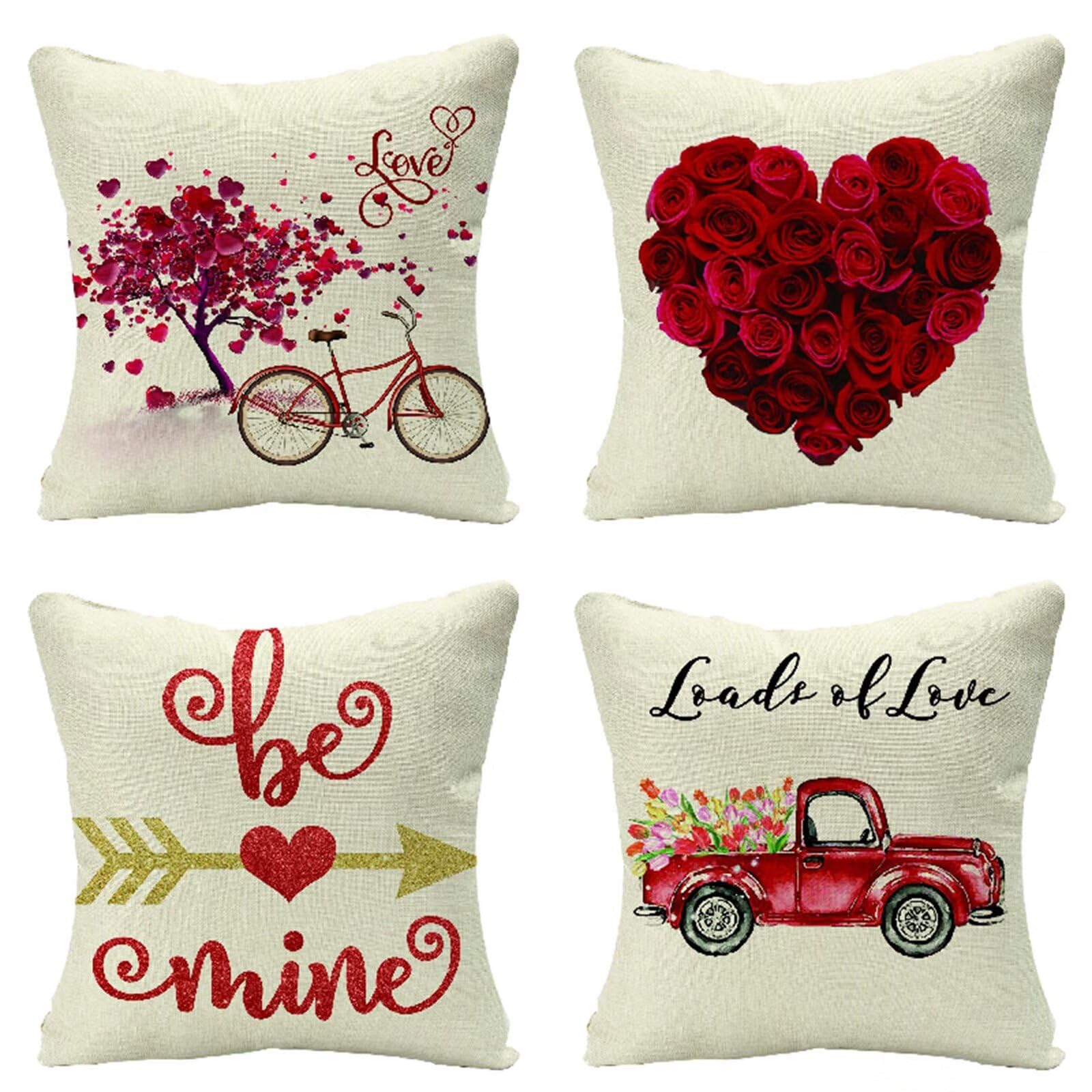 Federe Cuscini Divano 65x65cm Piazza Copricuscini Amore nordico Decorativo Federa Cuscino Set di 4 Stampa HD Morbido Doppia Faccia Fodere Cuscino per Soggiorno Sedia Letto Divano Decor Regalo R-2532