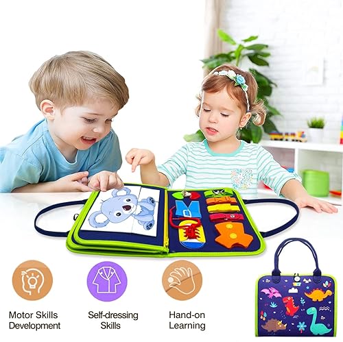 Miniatura 6 de Juguetes Montessori de tablero ocupado para niños de 1, 2, 3, 4 años, juguetes sensoriales para niños pequeños de 1 a 3 años, juguetes de viaje para