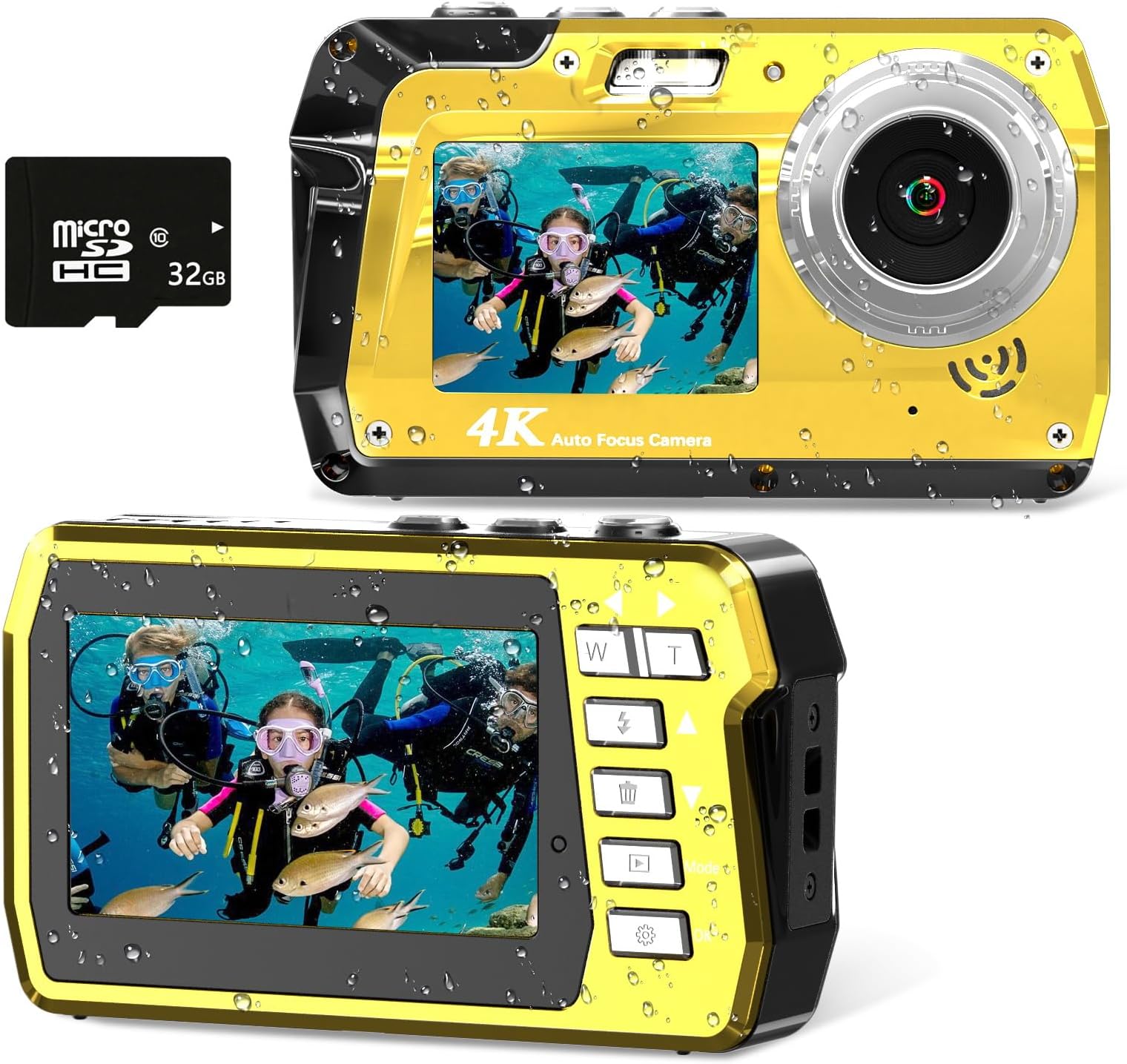 Underwater Camera 4K 48MP Waterproof Digital Camera with 32GB Card, Dual-Screen Selfie (Front & Rear), 10FT/3M Dive for Snorkeling, Surfing, Rafting, Swimming, Travel