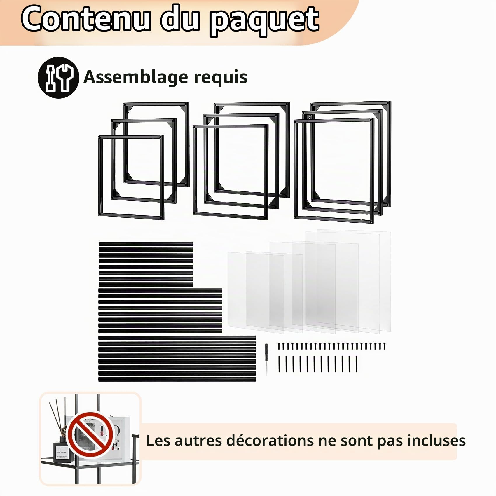 NUPTIO Centre de Table avec Panneau Acrylique, 60/80/100cm Haut, 2 Couches | 3 Pièces, Construction Métal, Support Fleurs, Noir Présentoir, Colonne pour Plantes, Mariage, Fêtes, Maison