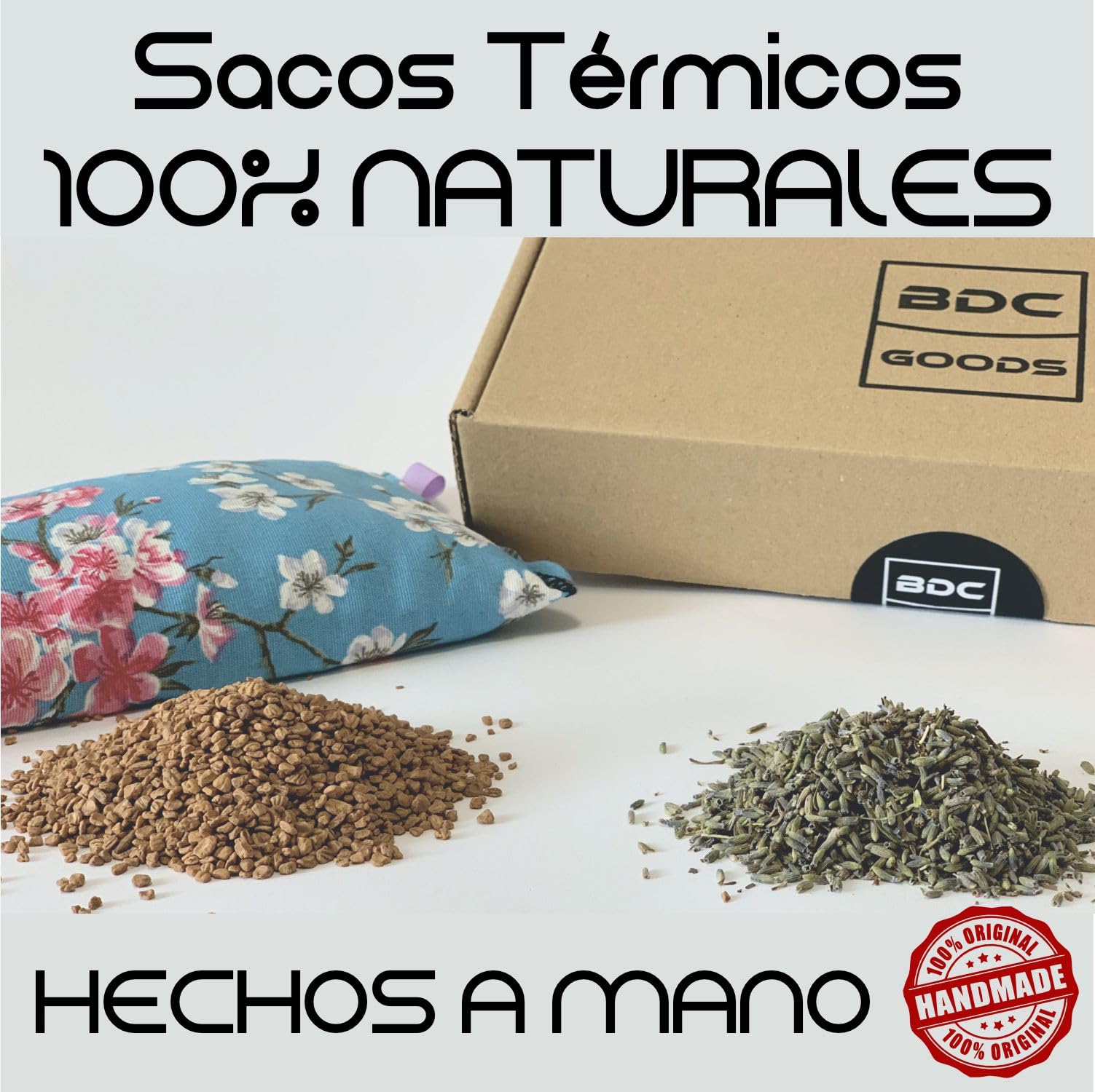 BDC Goods - Saco semillas microondas. Bolsa o cojin térmico para cuello, cervicales, lumbar, menstruación, etc.. o cualquier zona de dolor. Se le aplica frio o calor.