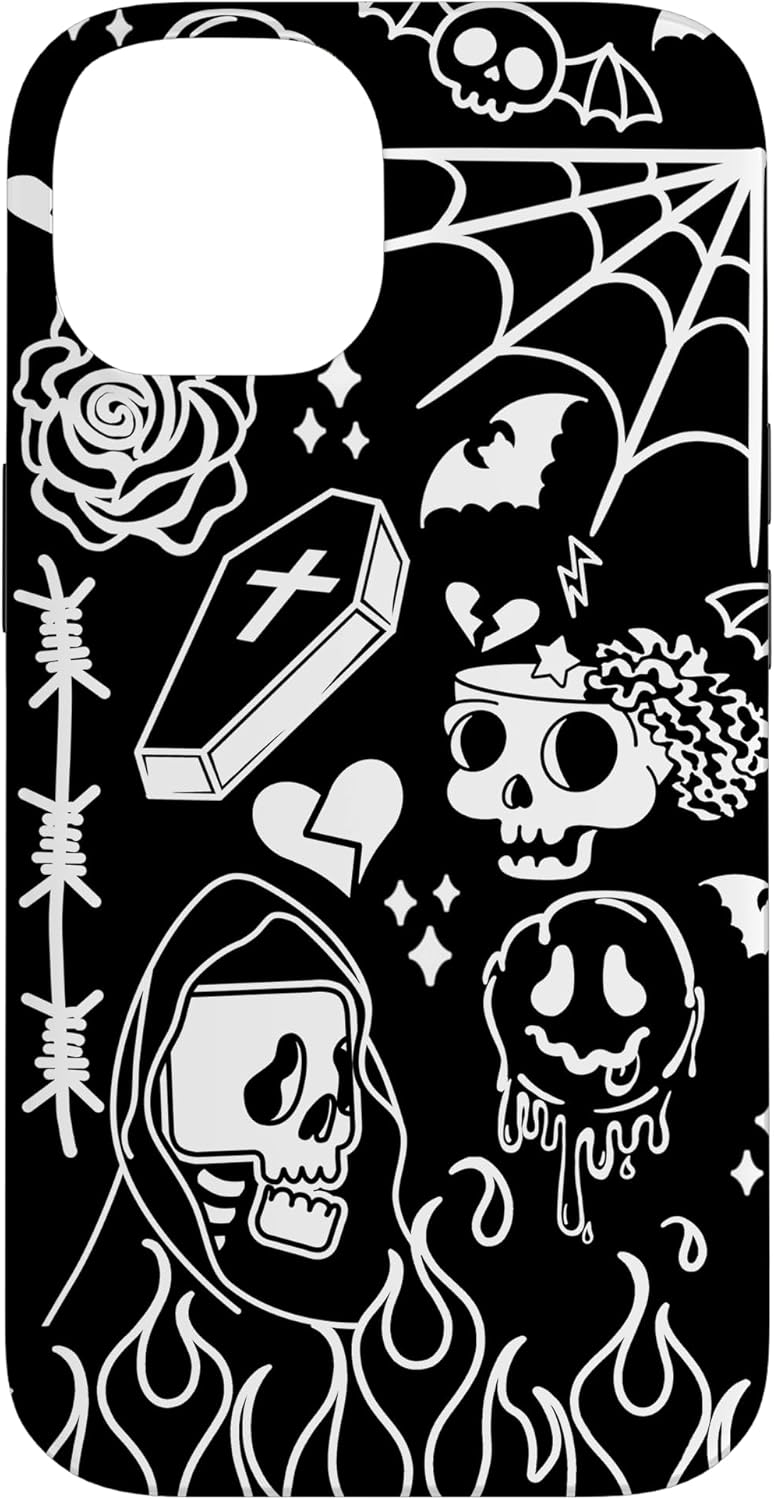 Melting Happy Face Smile Doodle Graffiti Flames Y2K EGirl Case for iPhone XR