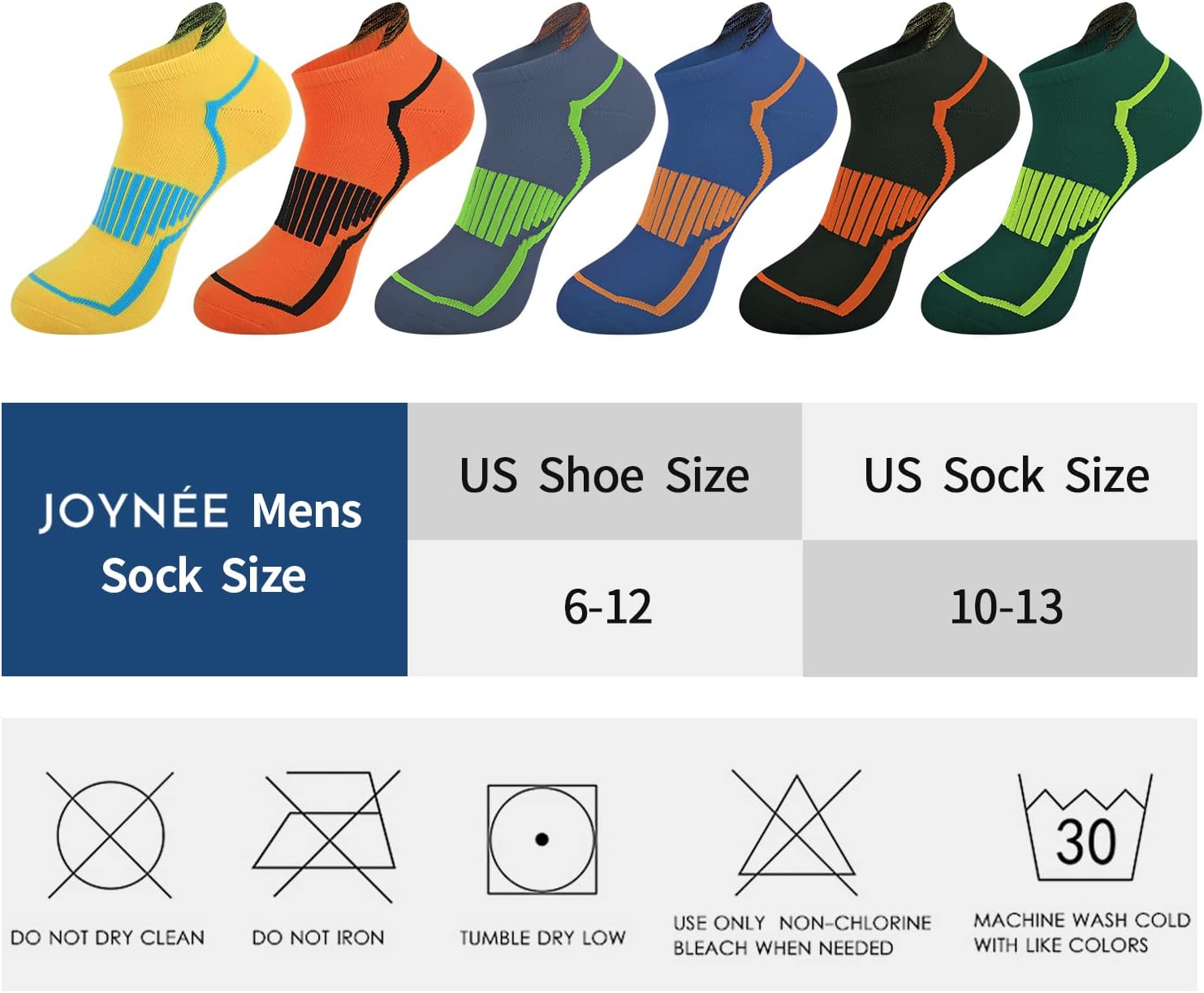 JOYNÉE Mens Low Cut Casual Socks 6 Pack Men Comfort Cushioning Ankle Athletic Socks - Image 7
