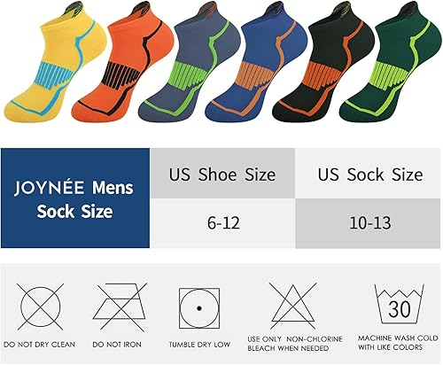 Miniatura 7 de JOYNÉE Calcetines casuales de corte bajo para hombre, paquete de 6 calcetines deportivos cómodos y acolchados
