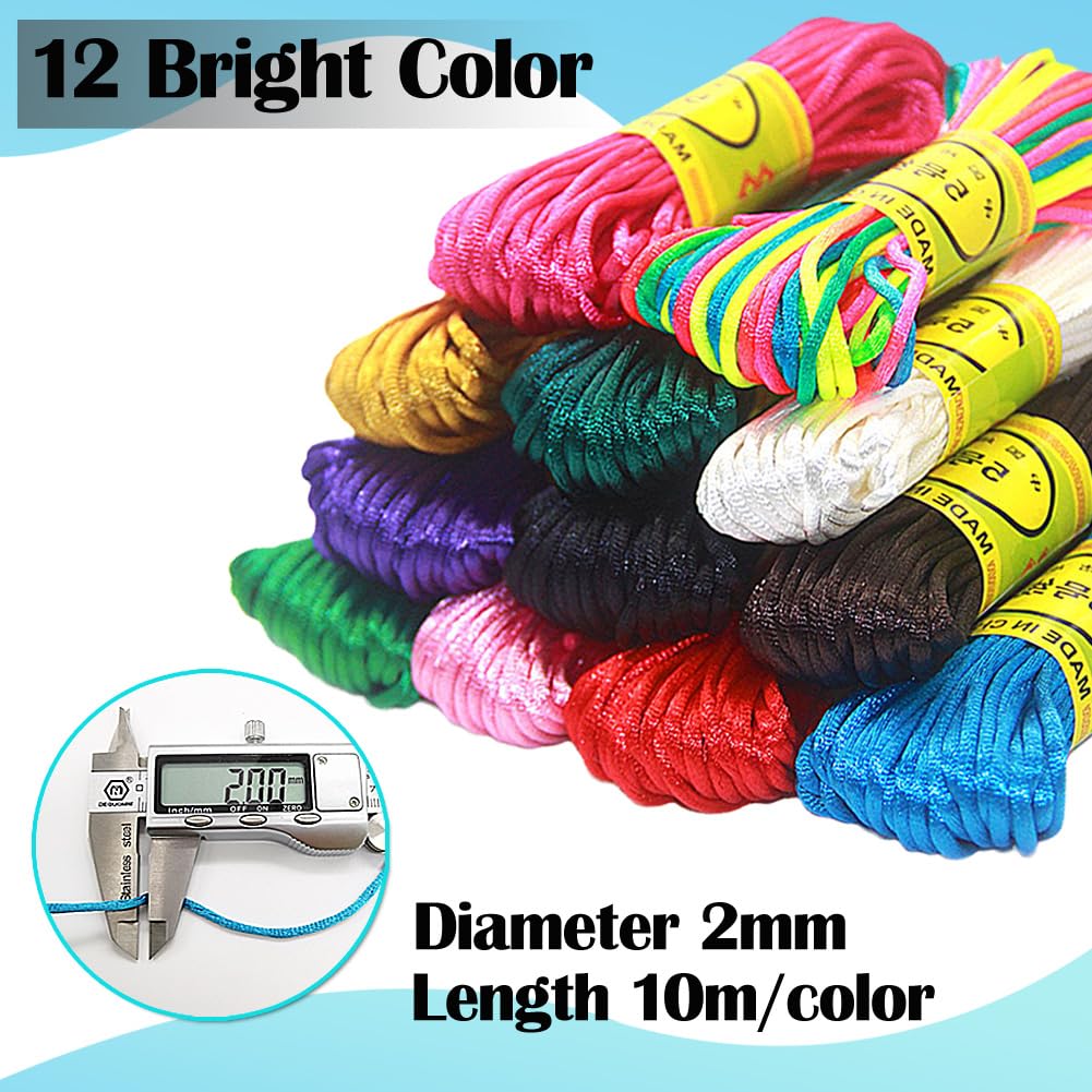 Filo Per Braccialetti CAMAL 2mm - Nylon, 20m, Grigio Argento, Per Collane, Perline, Artigianato - Foto 6