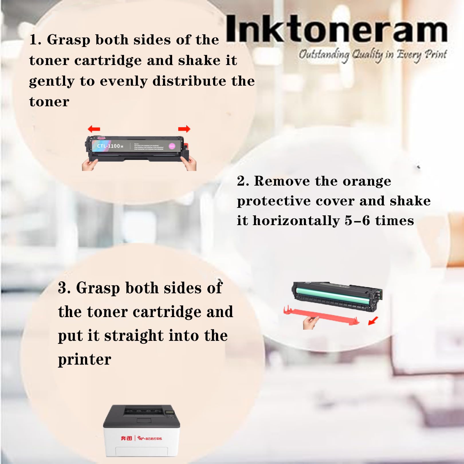 Cartouche de Toner Compatible avec Pantum CTL-1100, Compatible avec Les imprimantes Pantum CP1100DW CM1100DN CM1100DW CP1100DN CM1100ADN avec Puce, Haut rendement de 2 000 Pages,BK