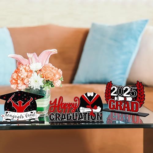 Miniatura 13 de LINGTEER Decoraciones de fiesta de graduación de clase 2025 – 3 piezas de felicitaciones de graduación 2025 de acrílico para centros de mesa