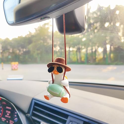 Miniatura 3 de Adorno colgante de pato oscilante para automóvil, accesorios para colgar en el espejo del automóvil, bonita decoración para auto, colgante para