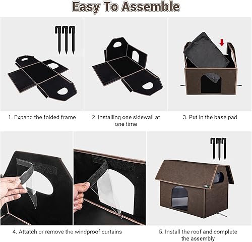 Miniatura 6 de MIU COLOR Casa para gatos al aire libre, casa extragrande resistente a la intemperie para gatos al aire libre e interior, refugio cálido para gatos