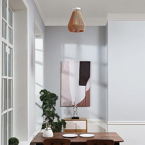 Miniatura 2 de Globe Electric 65894 Lámpara de techo empotrada de 1 luz, blanco mate, pantalla de cordel, bombilla no incluida