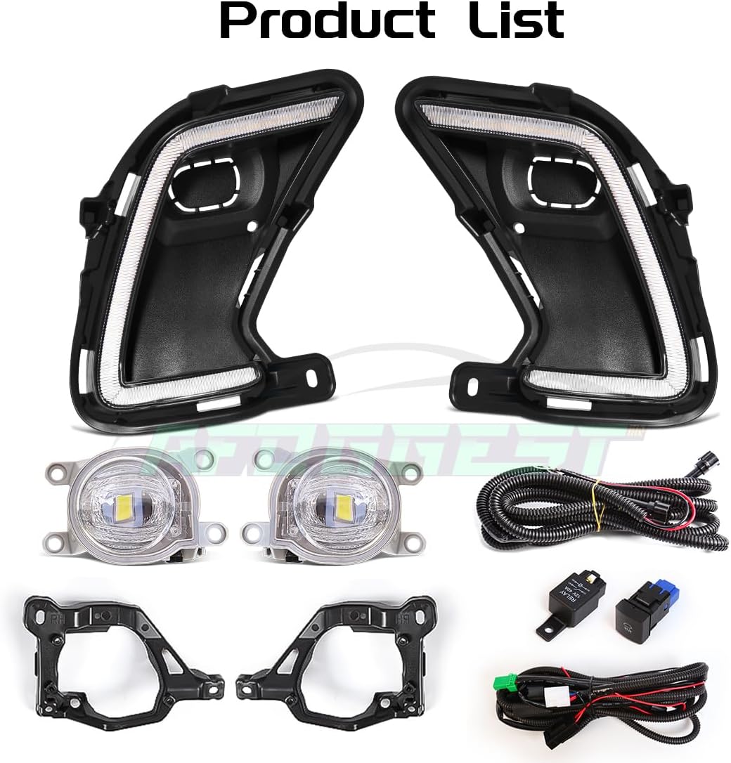 Daytime Running Light For Toyota Grand Highlander 2024 2025 Driving Light Kit with White LED Fog Lamp Bulb DRL with Wiring Harness