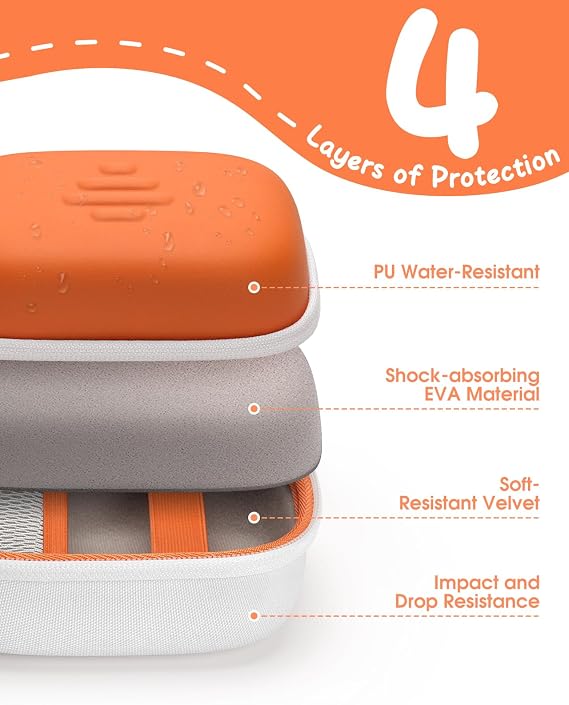 Case for Yoto Mini (2024 Edition) Kids Player, Hold Up to 30 Cards Shockproof Protective Travel Storage Bag with Handle, for Girls Boys-Vitality Orange