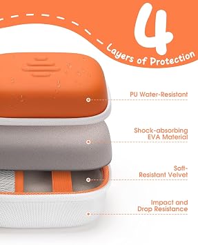 Case for Yoto Mini (2024 Edition) Kids Player, Hold Up to 30 Cards Shockproof Protective Travel Storage Bag with Handle, for Girls Boys-Vitality Orange