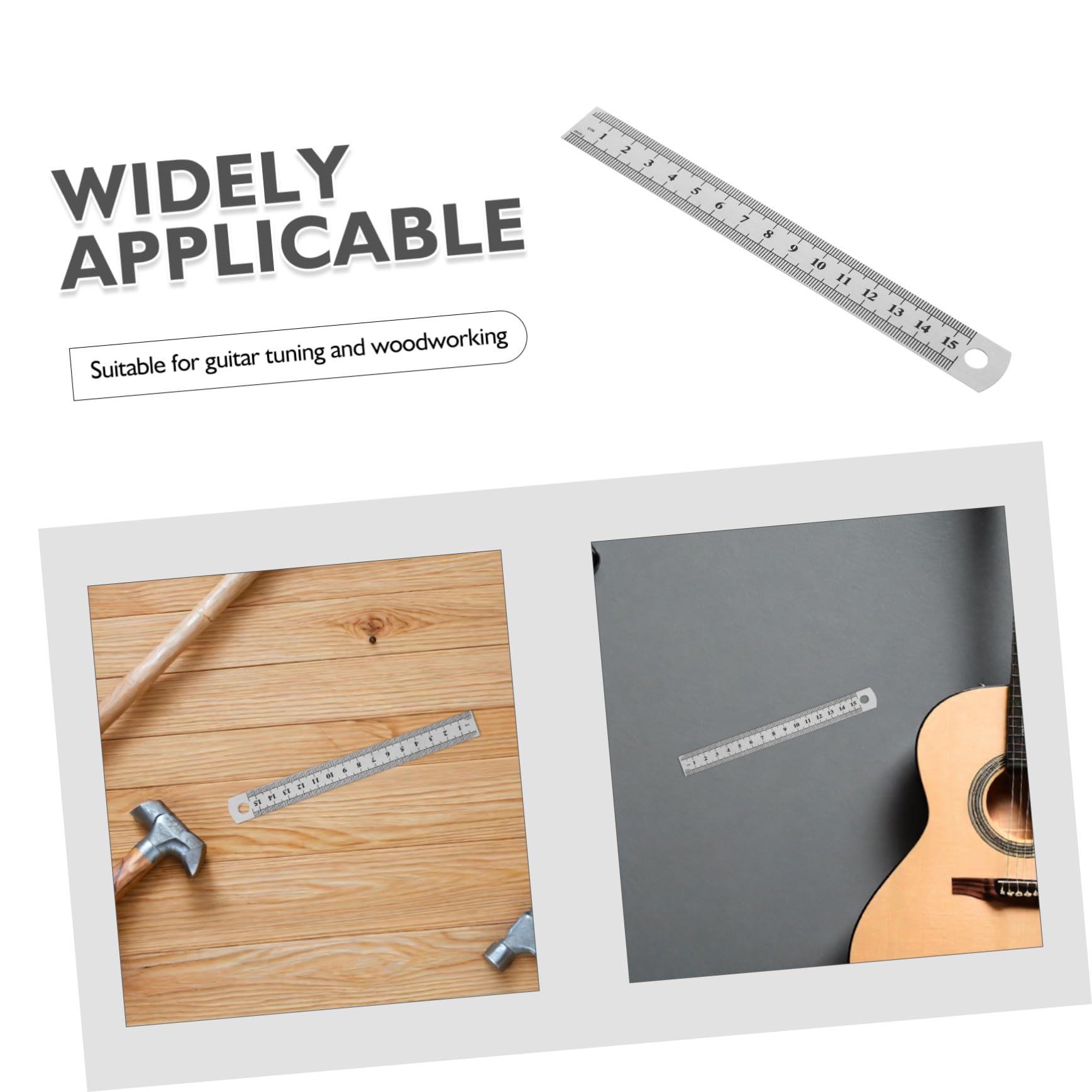 30 Pièces Règle Métallique Acier Inoxydable Double Échelle Règle Rigide Précise pour Dessin Menuiserie Mesure Guitare et Travail Du