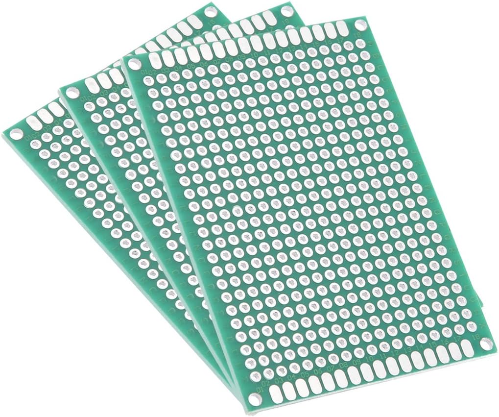 Sourcingmap 3pcs 5x7cm Double Sided PCB Board Universal Printed Circuit Proto Board for DIY Soldering Electronic Projects Practice Test Circuit