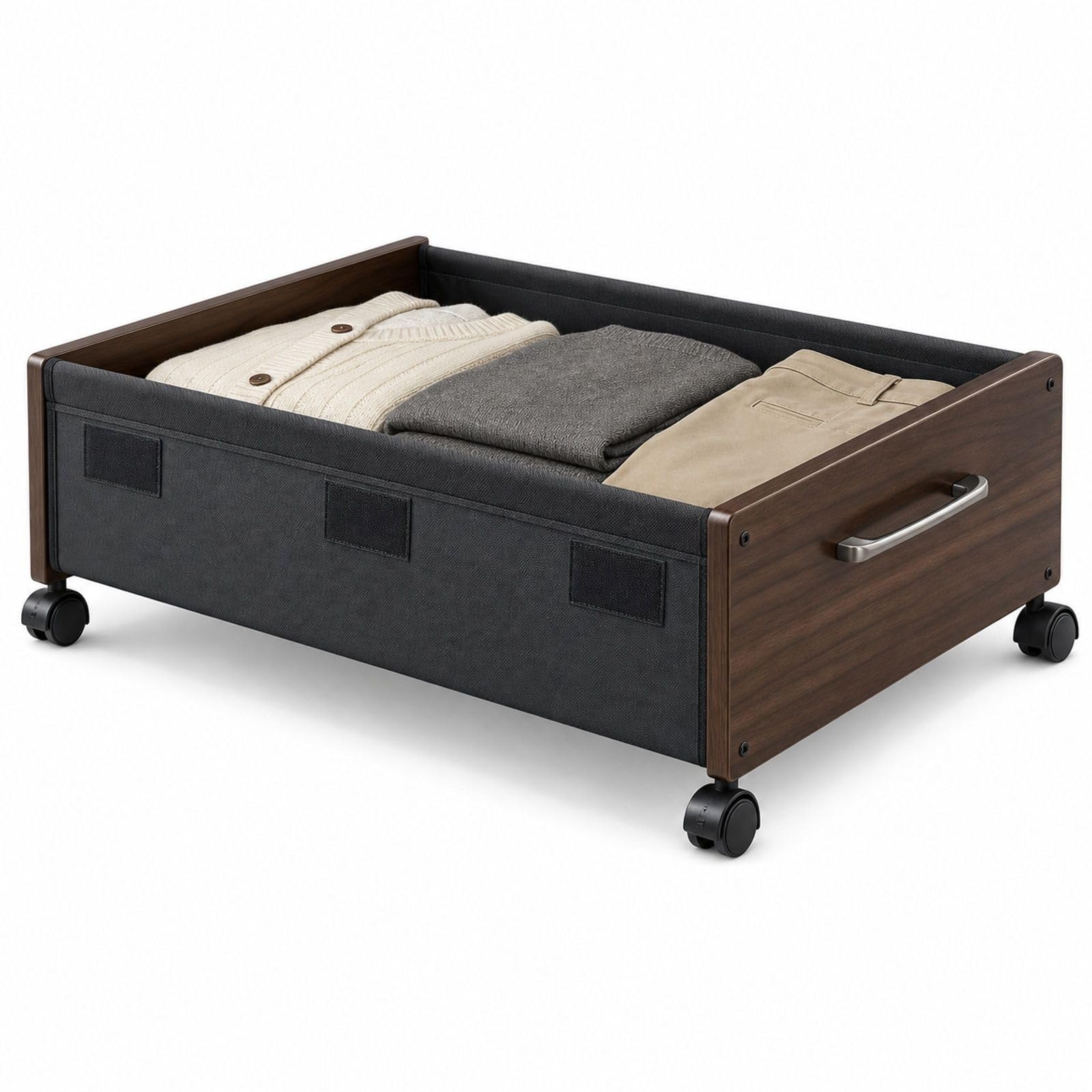 2 Unterbett-Aufbewahrungstaschen mit feststellbaren Rollen, mobile Organizer für Kleidung, Schuhe und Decken