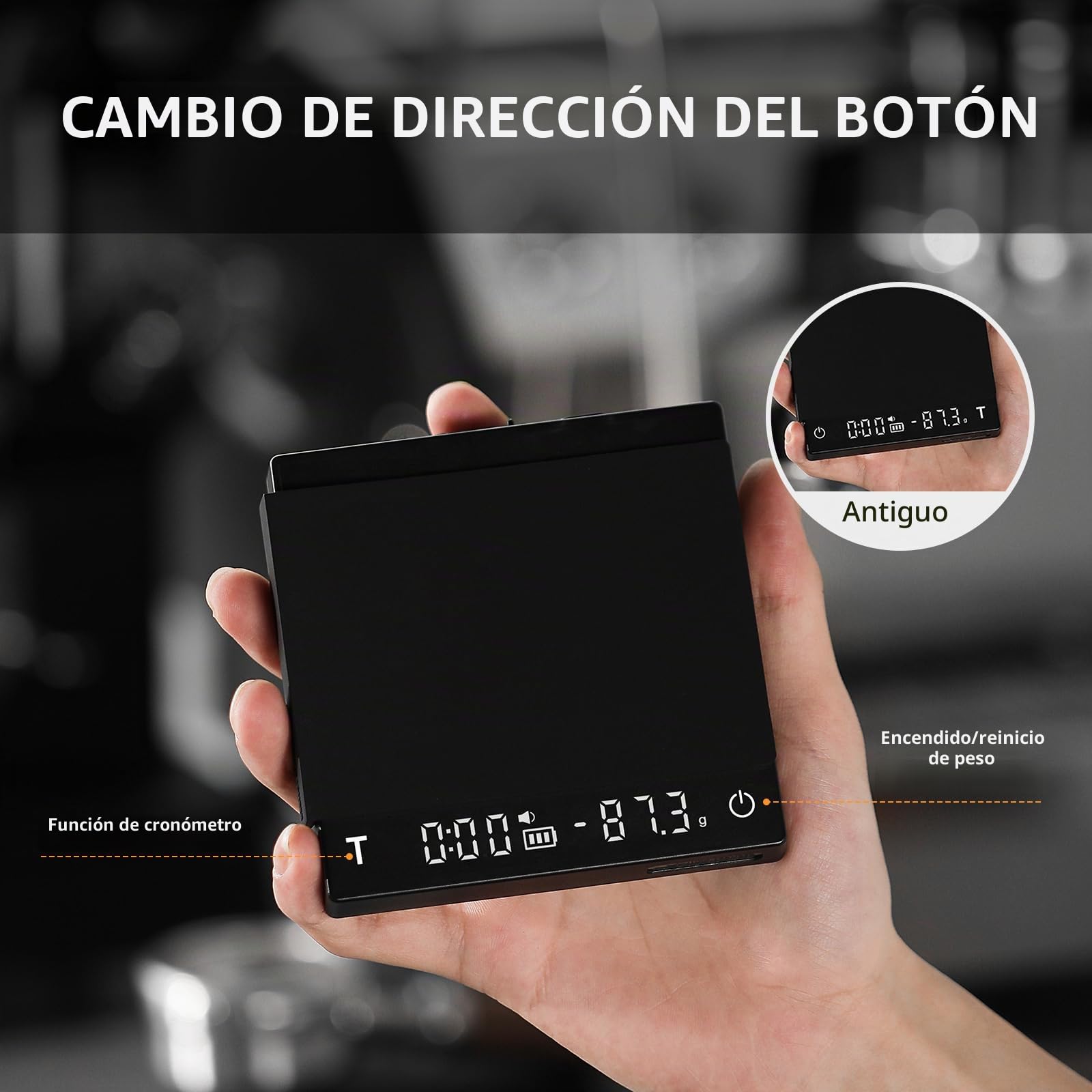 MHW-3BOMBER Mini báscula de café con temporizador, báscula de café expreso recargable con sensor de gravedad, 2 kg/0,1 g, báscula de precisión para café espresso y pour-over, báscula digital de cocina