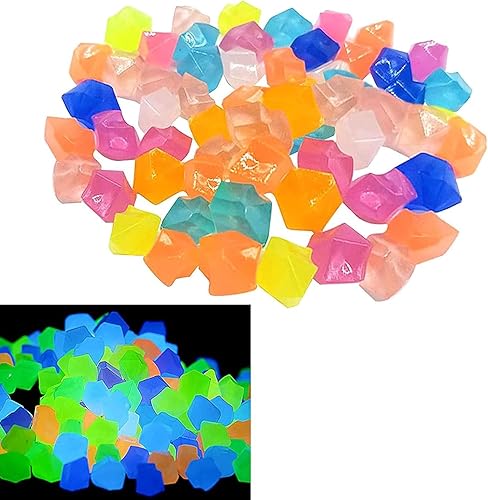 Miniatura 7 de 300 piezas de piedra luminosa brillante con forma de cubo de hielo para jardín, guijarros, grava, jardín, camino, patio, acuario, pecera, decoración