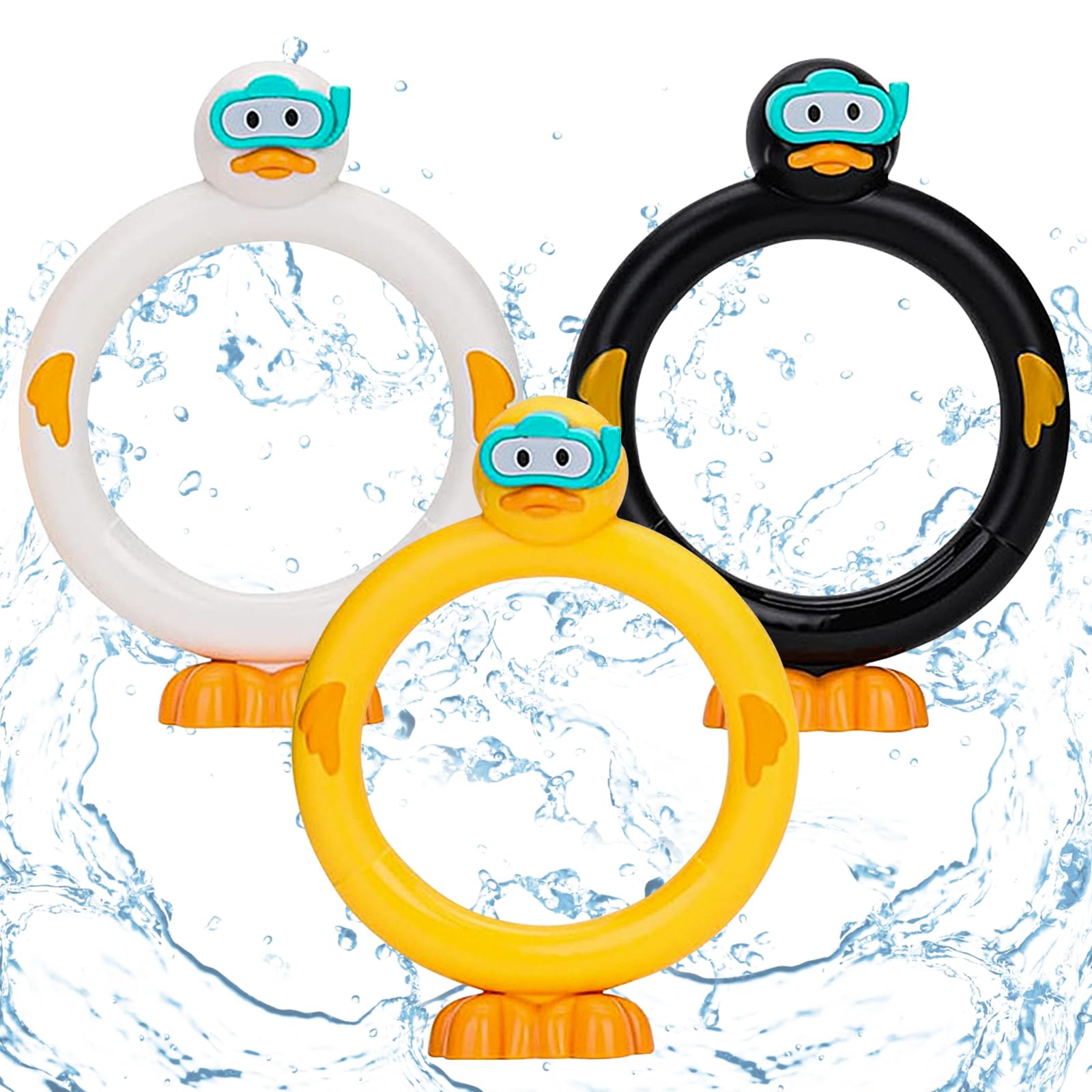 Capgoost Juguete de buceo, 3 piezas de anillos de buceo para niños, juego de buceo bajo el agua, juguete de piscina, juguete de buceo, anillos de buceo para niños a partir de 6 para juego submarino y