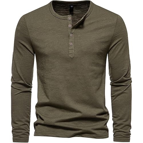 Mens Fashion Leisure Button Pullover Long Sleeved T Shirt Men's T Shirts