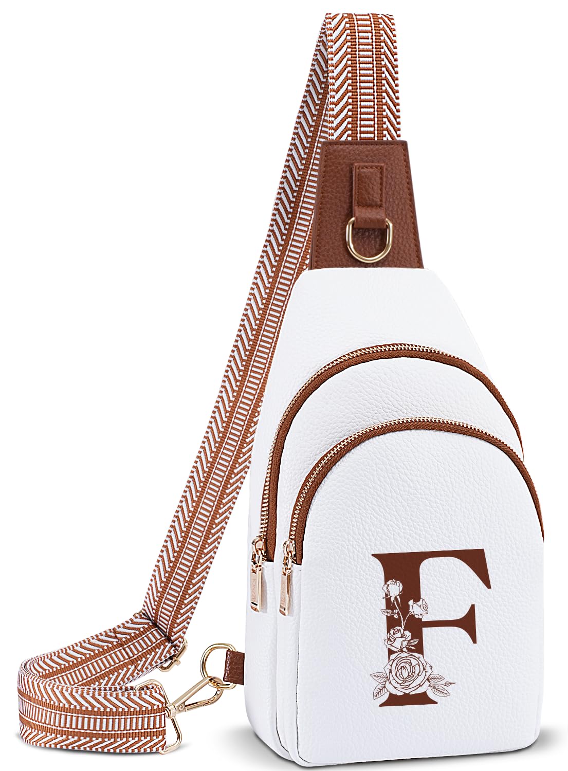 Lizznoe Crossbody Bag for Women Leather Sling Bags with Initial Letter Fanny Pack Chest Bag for Travel, Gift for Mom Wife