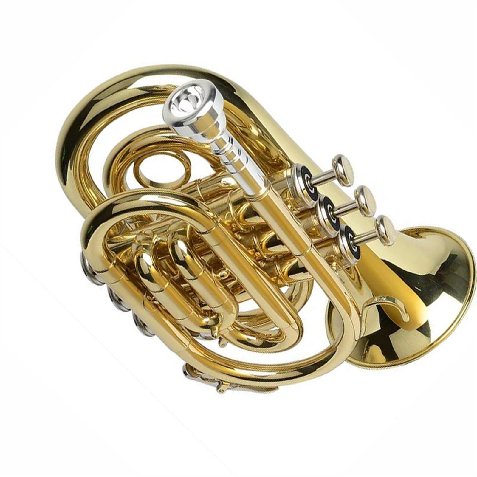 Trompeten Messinglack B-Trompete Kornett Mini-Taschentrompete Edelstahl Professionelles Trompetenmusikinstrument