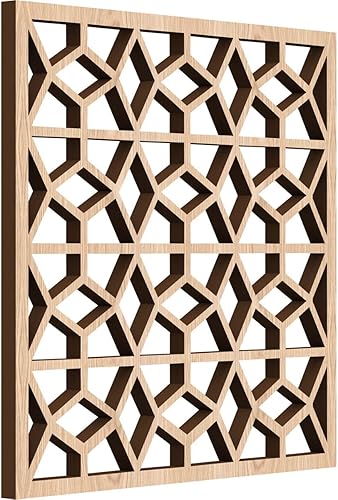 Miniatura 3 de 11 38 pulgadas de ancho x 11 38 pulgadas de alto x 38 pulgadas de alto, pequeños paneles de pared de madera de calado decorativo Akron, roble rojo