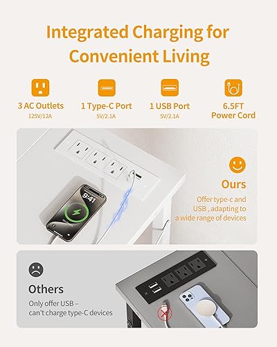 Miniatura 4 de CubiCubi Escritorio pequeño para computadora con tomas de corriente, escritorio en forma de L de 40 pulgadas con soporte para CPU y estantes