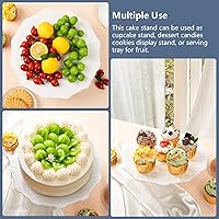Vista 5 de BPFY Soporte de cerámica blanca para tartas de 10 pulgadas (soporta una tarta de 10 pulgadas), soporte decorativo para cupcakes, platos