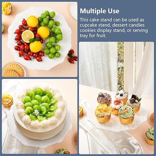 Miniatura 5 de BPFY Soporte de cerámica blanca para tartas de 10 pulgadas (soporta una tarta de 10 pulgadas), soporte decorativo para cupcakes, platos de