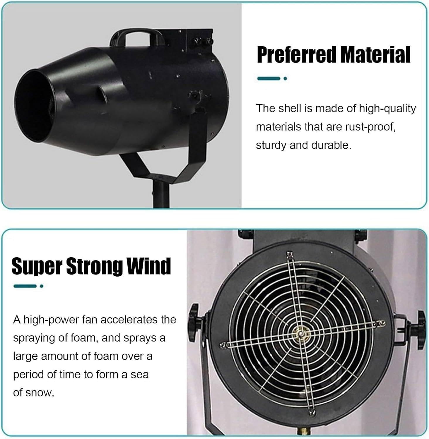 Foam Machine 1000W regolabile effetto palcoscenico getto, schiuma commerciale Blaster per eventi, distanza 6-10 m, copre un'area di 80㎡, perfetto per feste e celebrazioni all'aperto