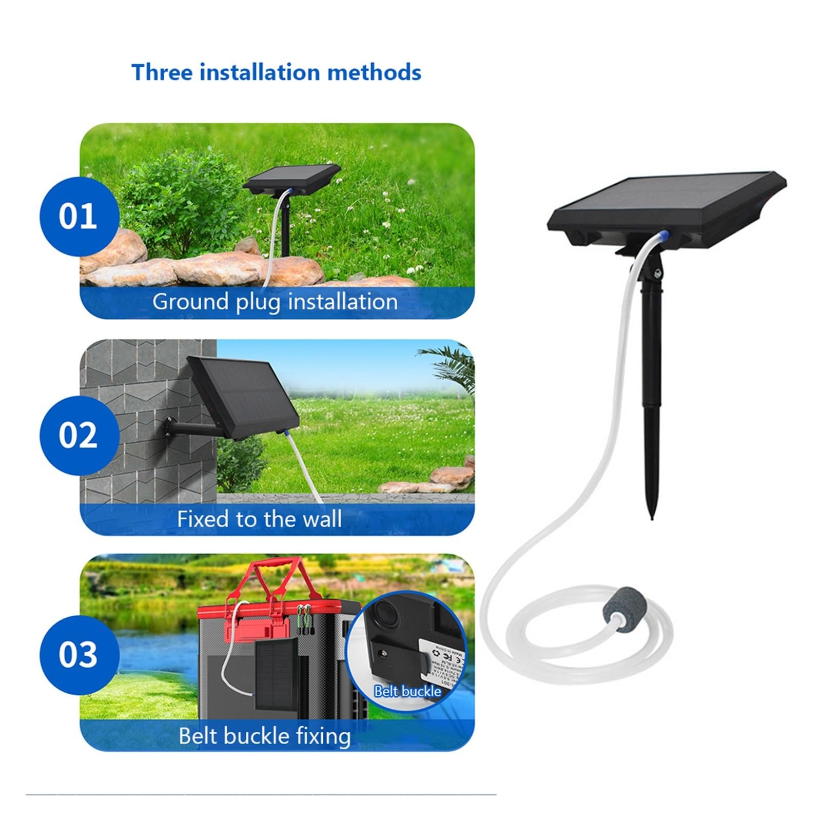 Fontana Solare, Fish Pond Solar Air Pump Ventilatore Aquarium Outdoor Fishing Rotary Oxygen Tool